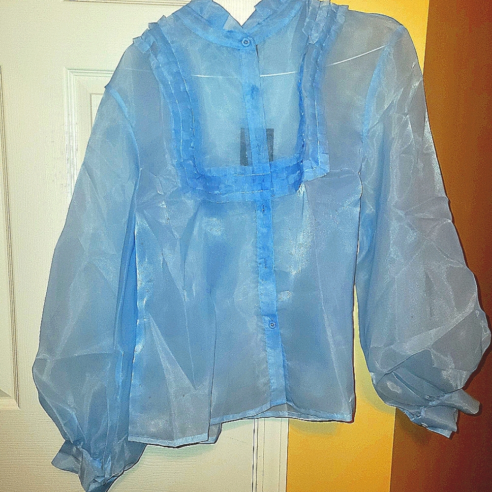 Sheer baby power blue shirt